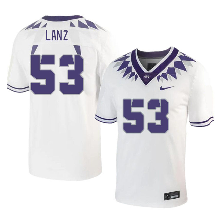 Men #53 John Lanz TCU Horned Frogs 2023 College Footbal Jerseys Stitched-White